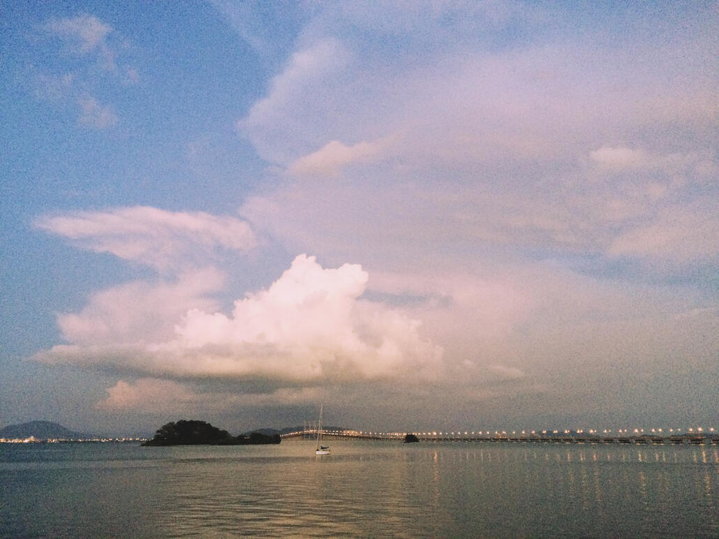 pink sunset penang bridge