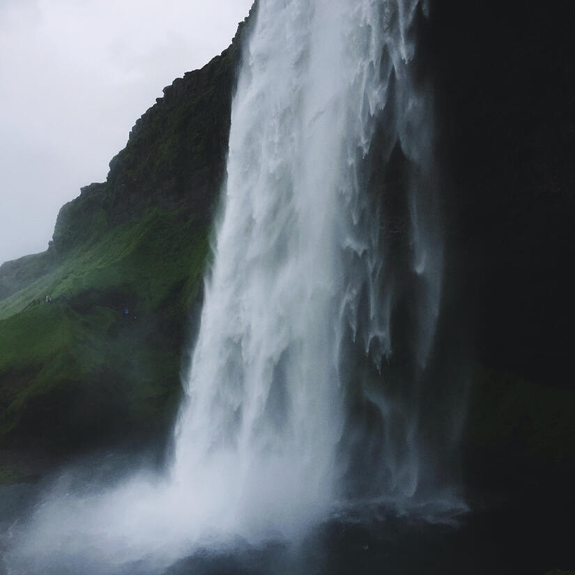 cascading water from a waterfall in iceland, by tayylin.com
